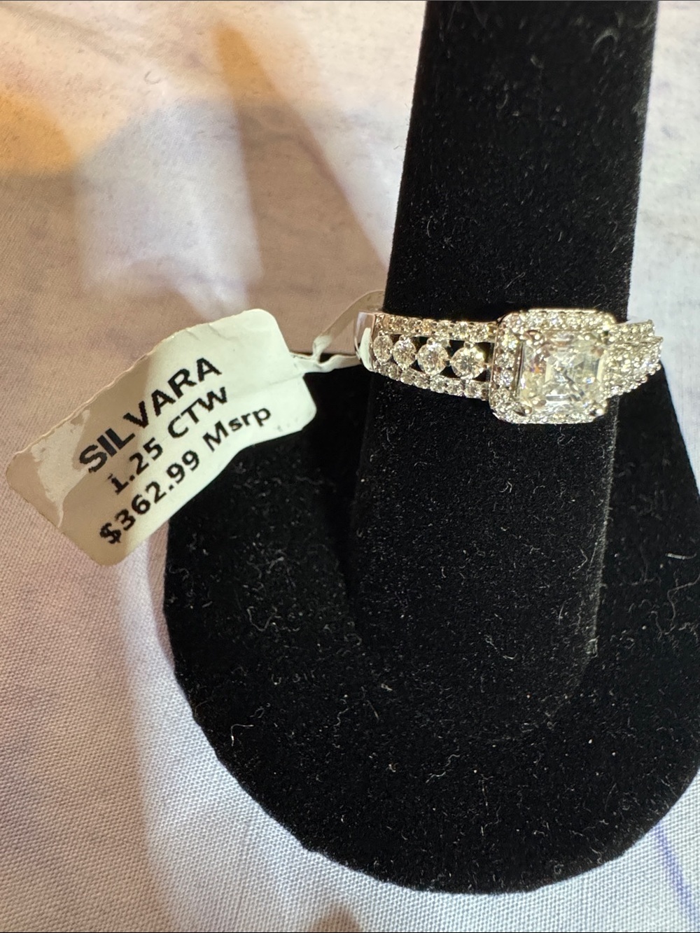 925 Silver 1.25 CTW Moissanite Halo Ring - Picture 2 of 4